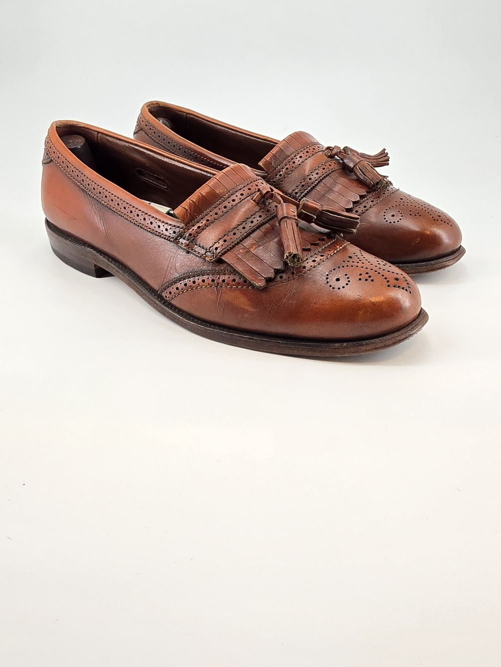 Allen Edmonds Cognac Brown Leather Tassel Kiltie Slip-On Loafers Bridgeton 10 C